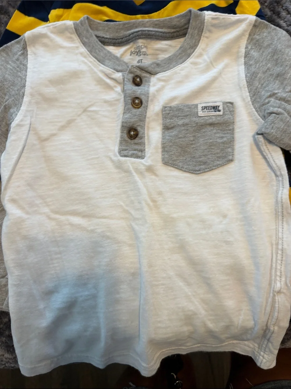 3Pc Carter's Navy & Yellow / Grey & White /Yellow & Grey Long Sleeve shirts